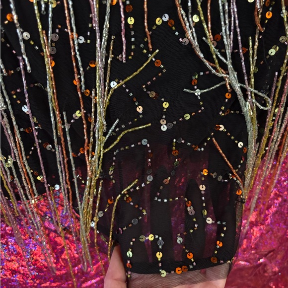 NastyGal Tassel Beaded Mini Shift Dress In Black - Picture 12 of 16